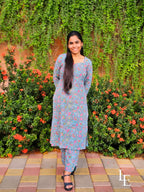 Meera - Blue Kantha Cotton Kurta Set