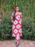 Elisa - Red & White Floral Cotton Kurta Set