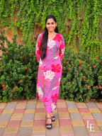 Milliee - Pinkish Purple Floral Cotton Kurti Set