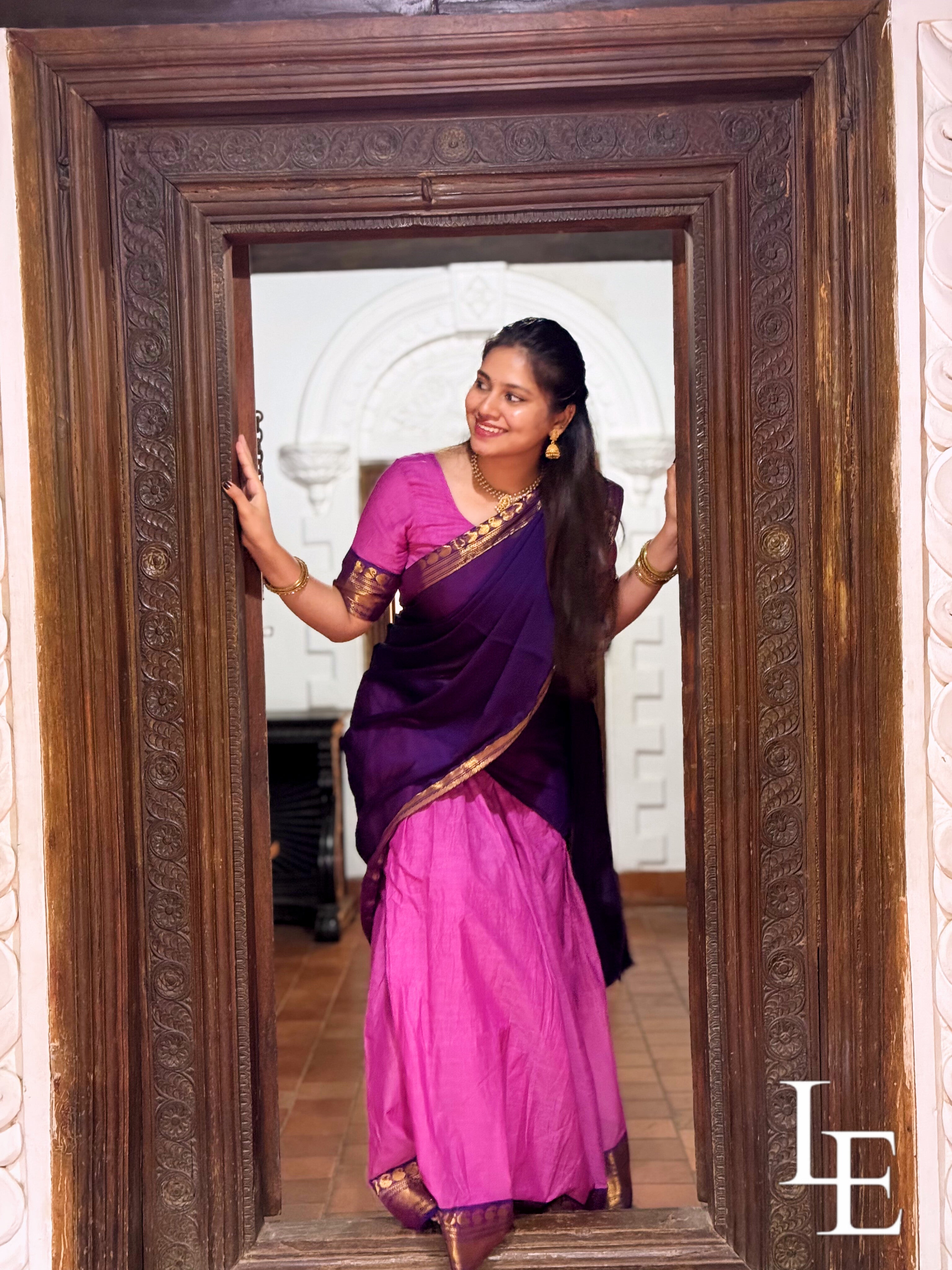 Devanshi - Pink Kanchi Cotton Half Saree Set