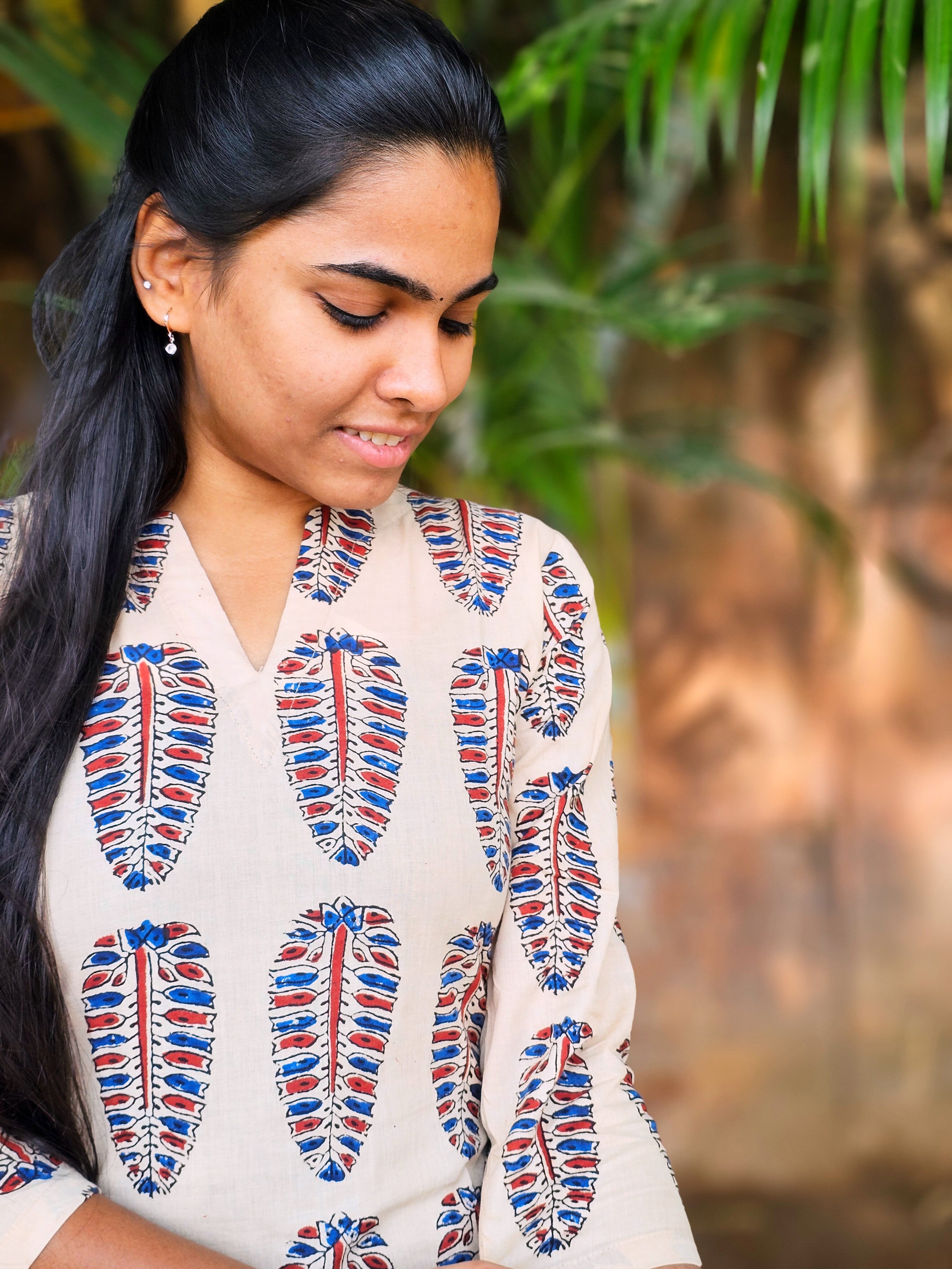 Amara - Half White Handblock Printed Set