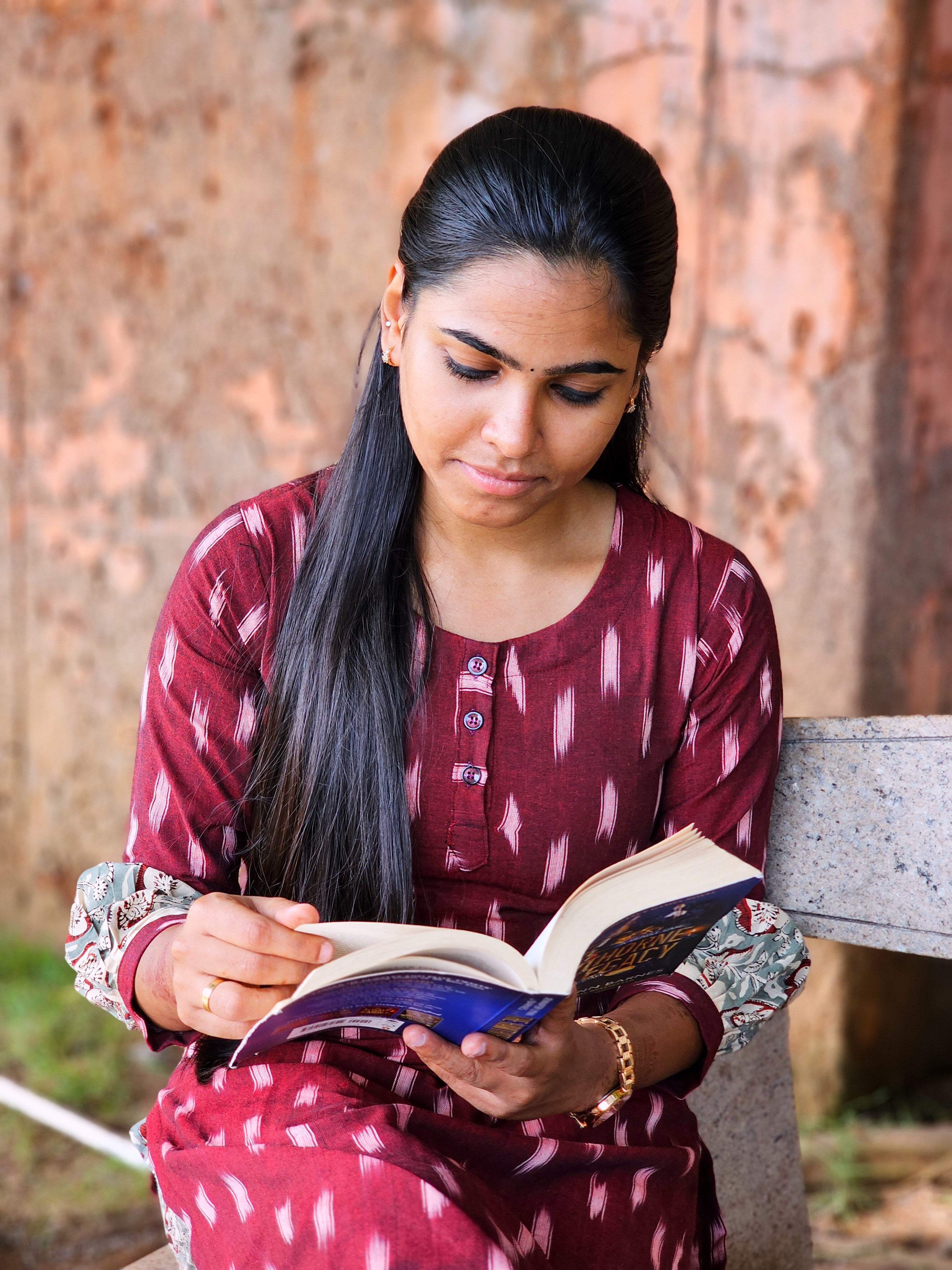 Varnika - Maroon Ikkat & Light Blue Kalamkari Blend Kurta Set