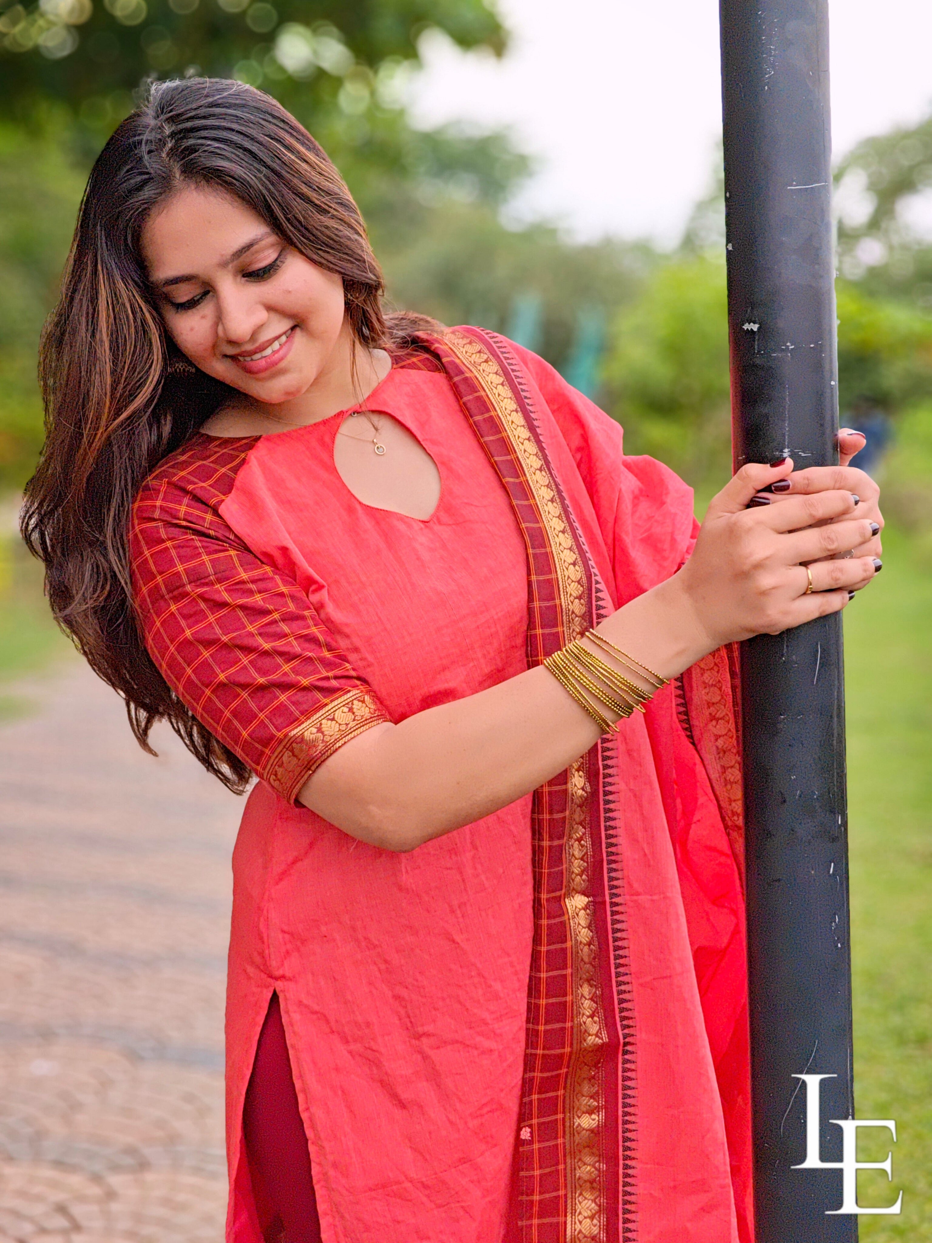Gowri - Peach Kanchi Cotton Kurti