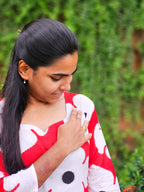 Elisa - Red & White Floral Cotton Kurta Set