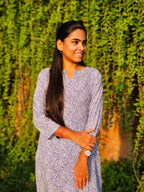 Lilly - White with Purple Cotton Kurta Set