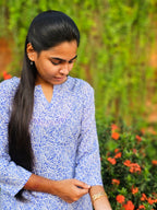 Lilly - White with Purple Cotton Kurta Set